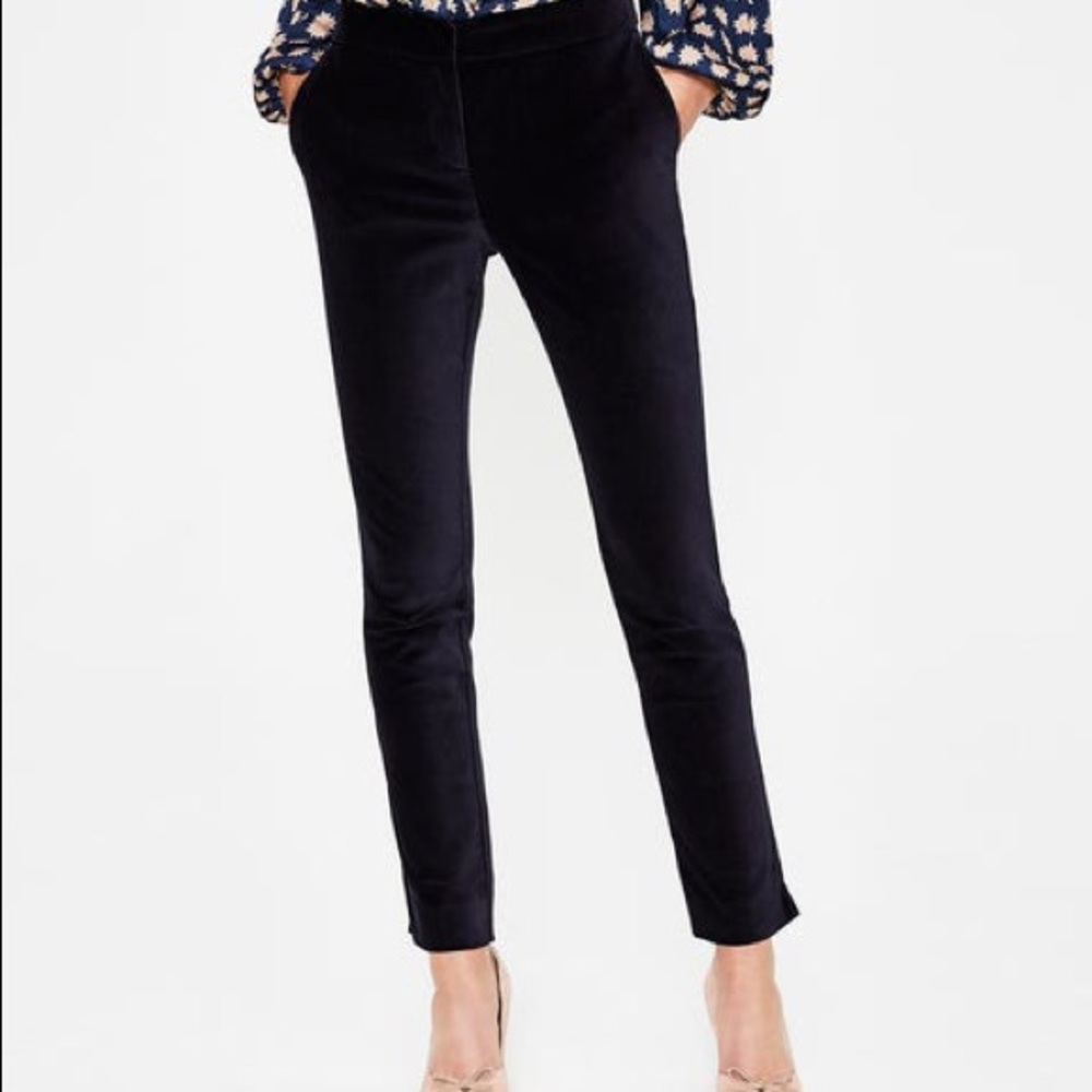 Boden Navy Velvet Straight Leg Pants 10 NWT
